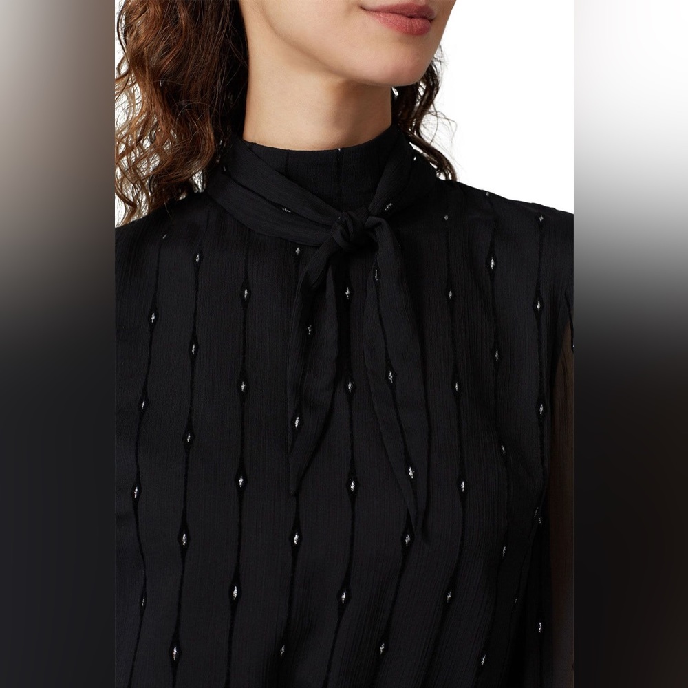 Stevie May Black Crepe Beaded Always Ready Mini Long Sleeve Cocktail Dress Sz 12 - Picture 5 of 9